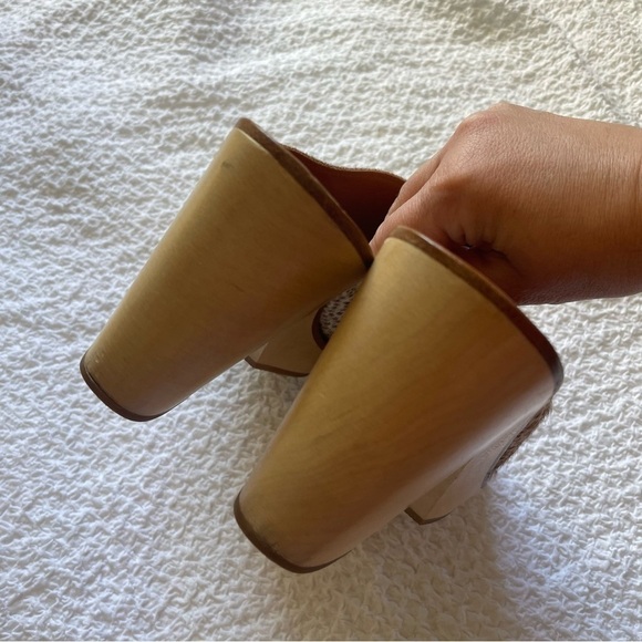 K. Jacques St. Tropez Animal Print Wedge Mules Wood Heel Size 9 (39) - Picture 7 of 13